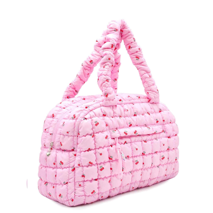 Quilted Scrunchies Medium Duffle Bag | Pink Cherries