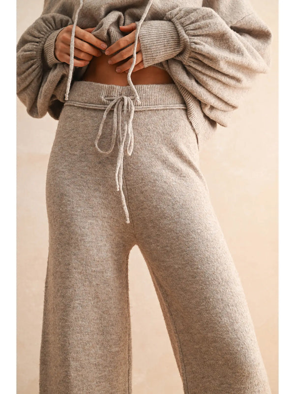 Two Tone Ribbed Waist Band Sweater Set | Oatmeal