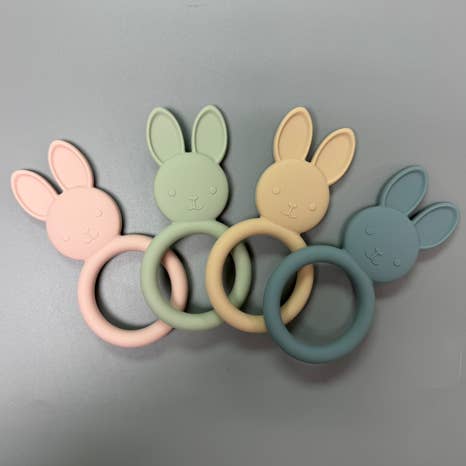 All Silicone Bunny Teething Ring | Lint, Navajo Beige or Pale Pink