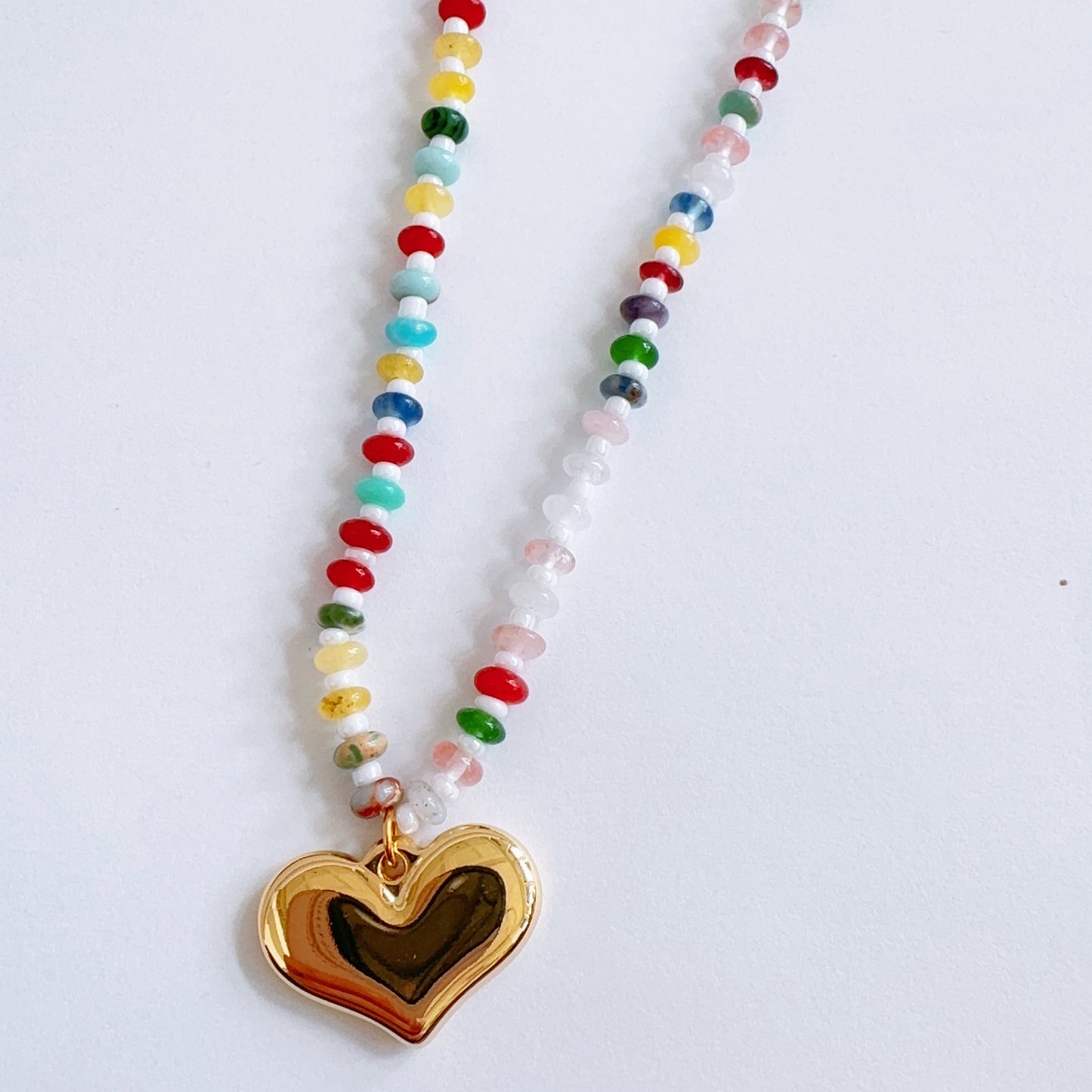 Colorful Gemstone With Heart Charm| Dainty