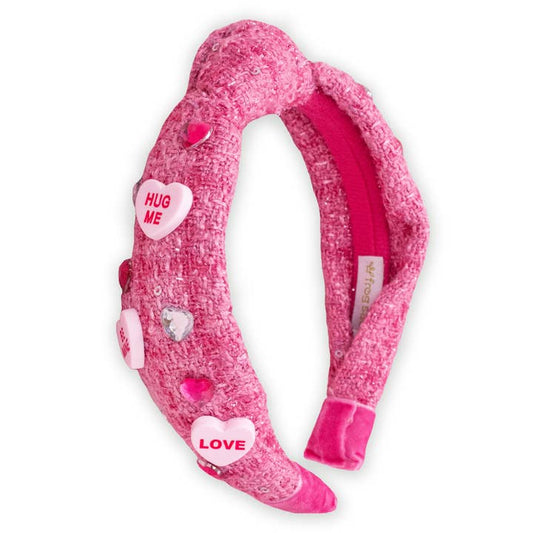 Kids Embellished Knot Headband - Candy Valentines Day Heart