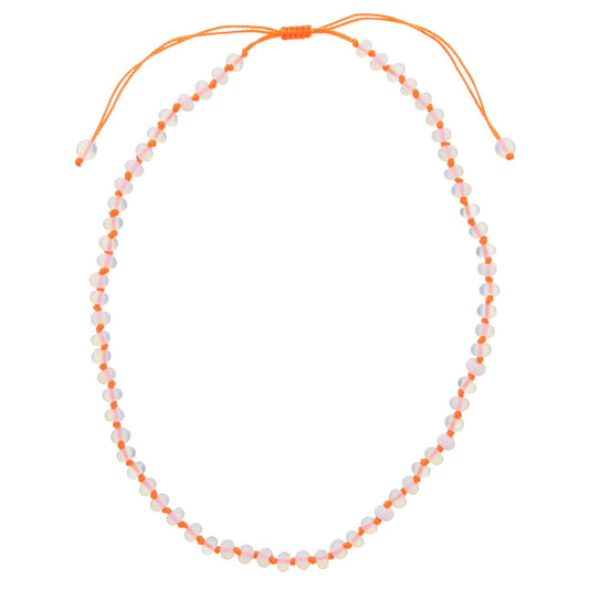 Kids Orange Knotted Thread and Opalite Beaded Necklace