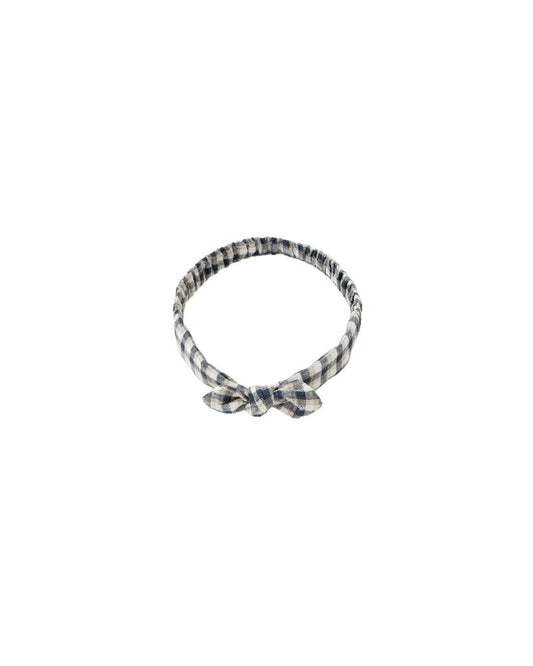 BABY BOW HEADBAND || NAVY CHECK