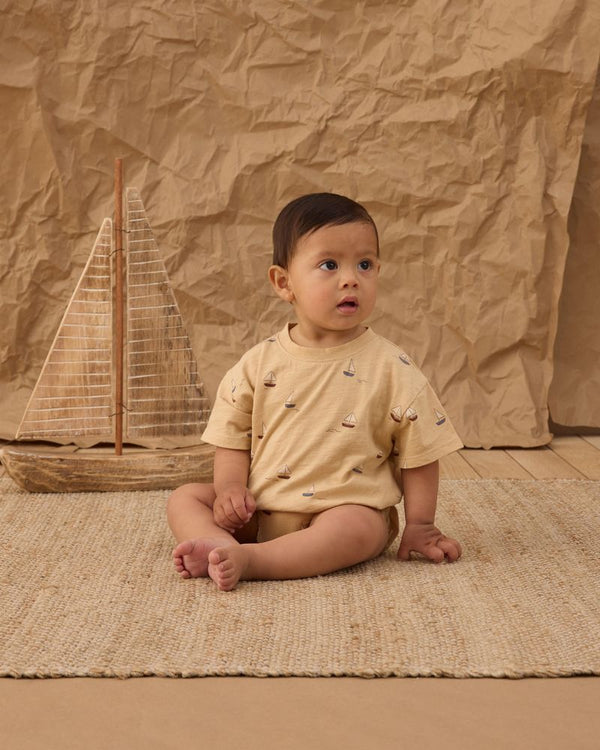 RELAXED BUBBLE ROMPER | SAILBOATS