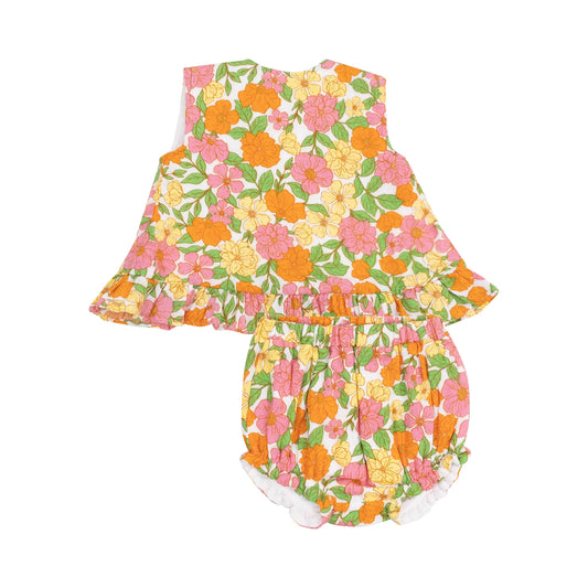 Ruffle Back Top & Bloomer | Botanical Retro Floral