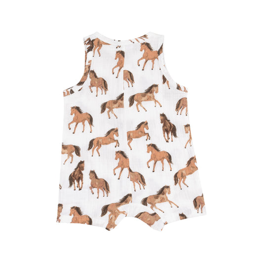 Sleeveless Shortie Romper | Horses