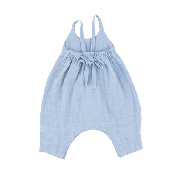 Tie Back Romper | Dusty Blue Solid Muslin