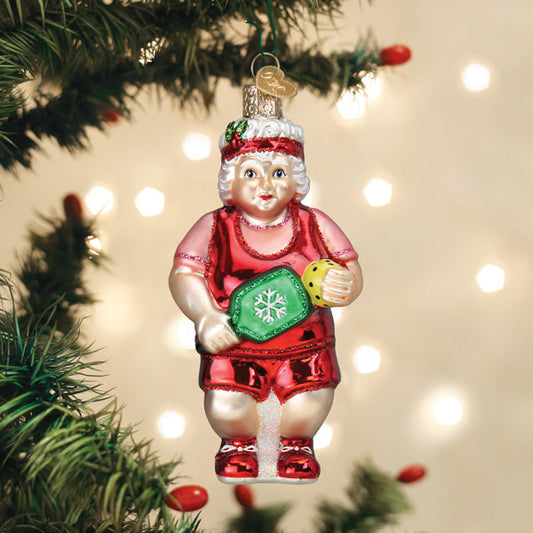 Pickleball Mrs. Claus Ornament