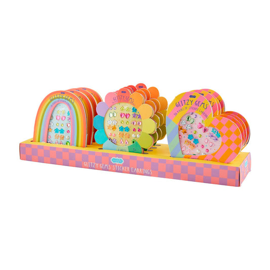 Glitzy Gem Stick-On Earrings | Flower, Heart, Rainbow