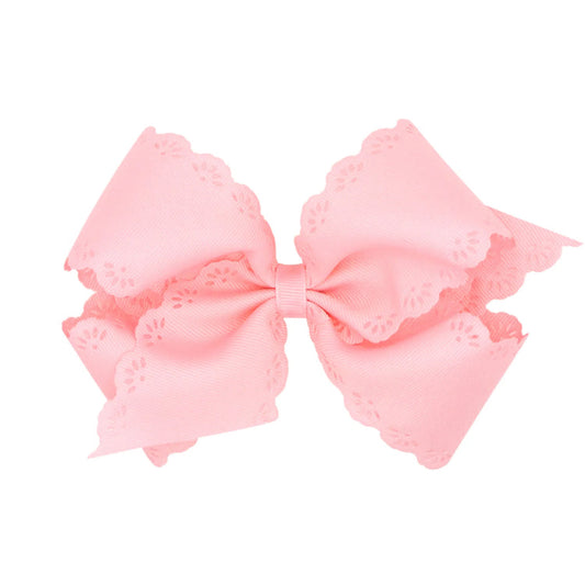 Small King | Eyelet Embossed Hair Bow | Light Pink