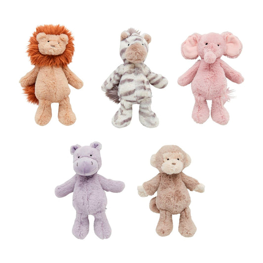 Safari Plush Rattle Pals | Lion, Zebra, Elephant, Hippo, Monkey