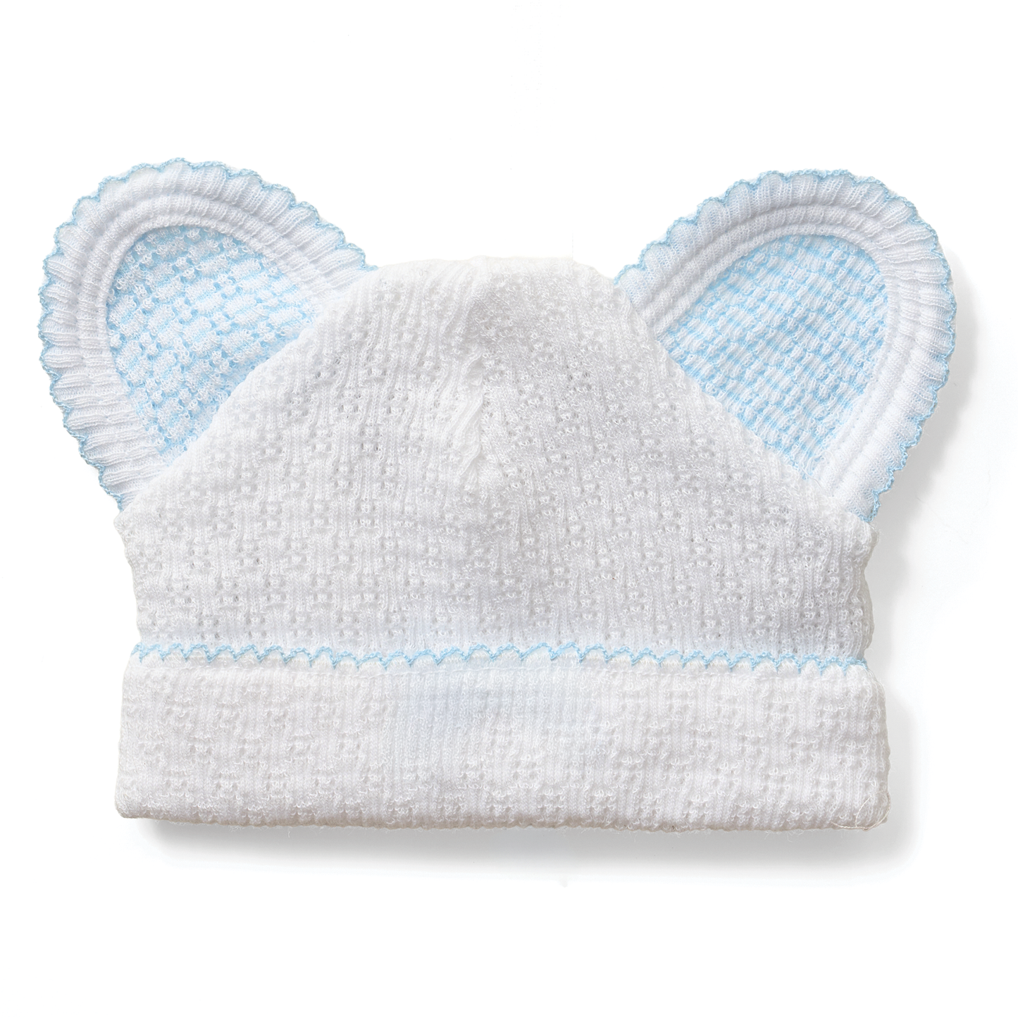 Knit Bear Beanie | Blue & White