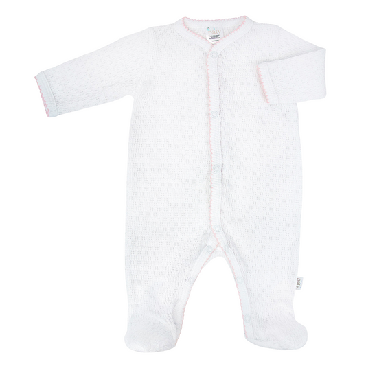 Knit Footie | Pink Trim