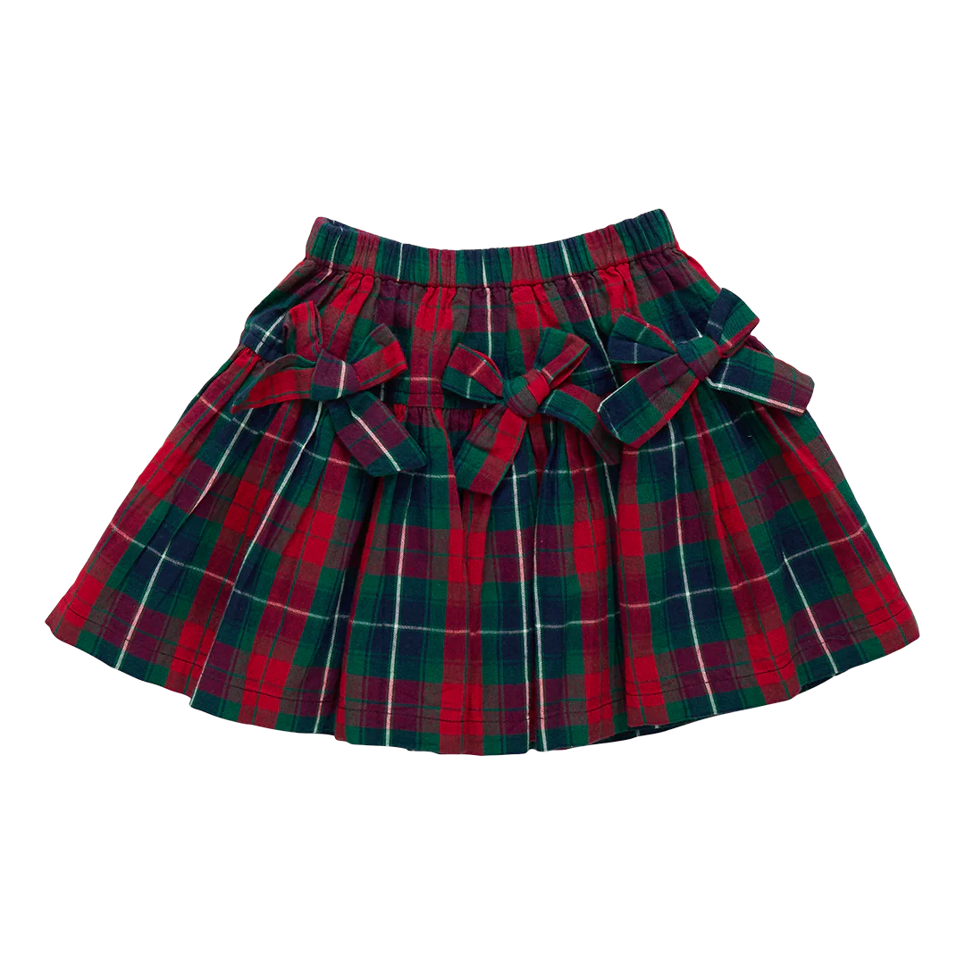 Girls Maribelle Bow Skirt | Red Tartan