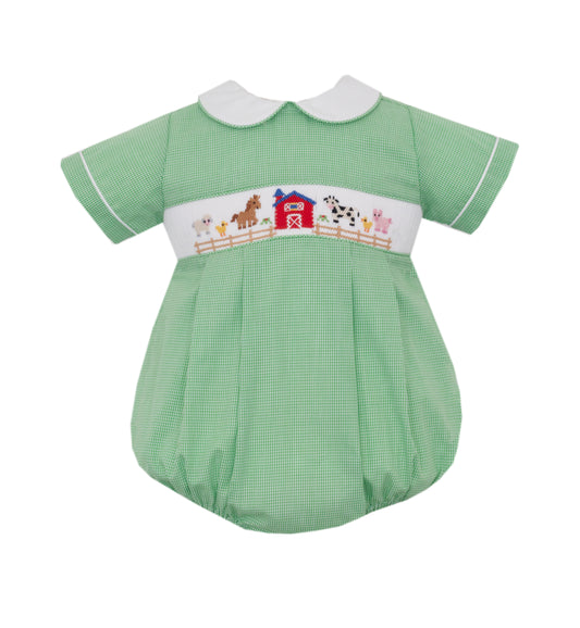 Boys Gingham Short Bubble | Green Farm