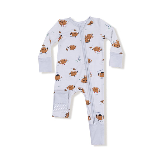Footballs Playing Football | 2 Way Zipper Romper