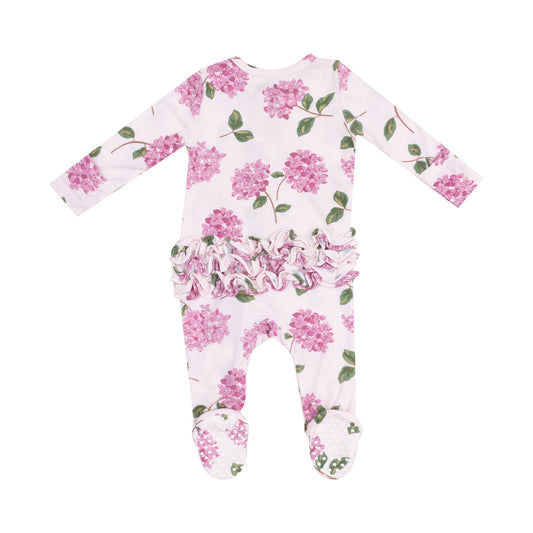 2 Way Zipper Ruffle Front Footie | Hydrangeas