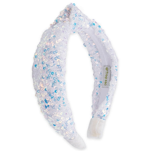 Sparkly Sequin Knot Headband | White