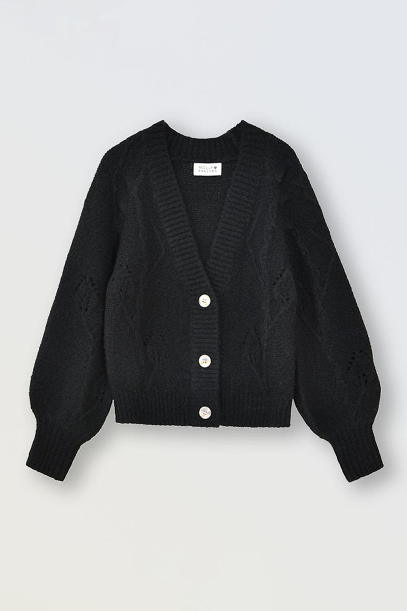 Pointella Knit Cardigan | Black