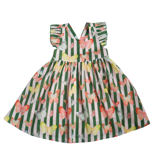 Girls Josie Dress | Green Butterfly
