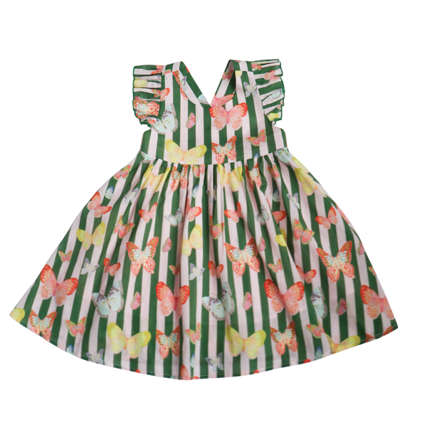 Girls Josie Dress | Green Butterfly