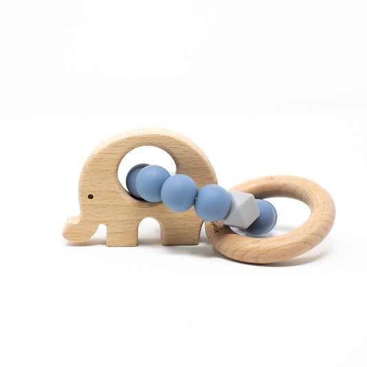 Elephant Teething Rattle | Slate