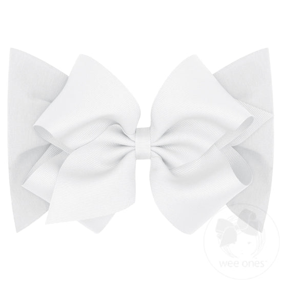 Small King Grossgrain Bow on Jersey Band | Pink or White