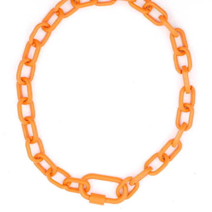 Luxe Link Enamel Chain Necklace, Orange