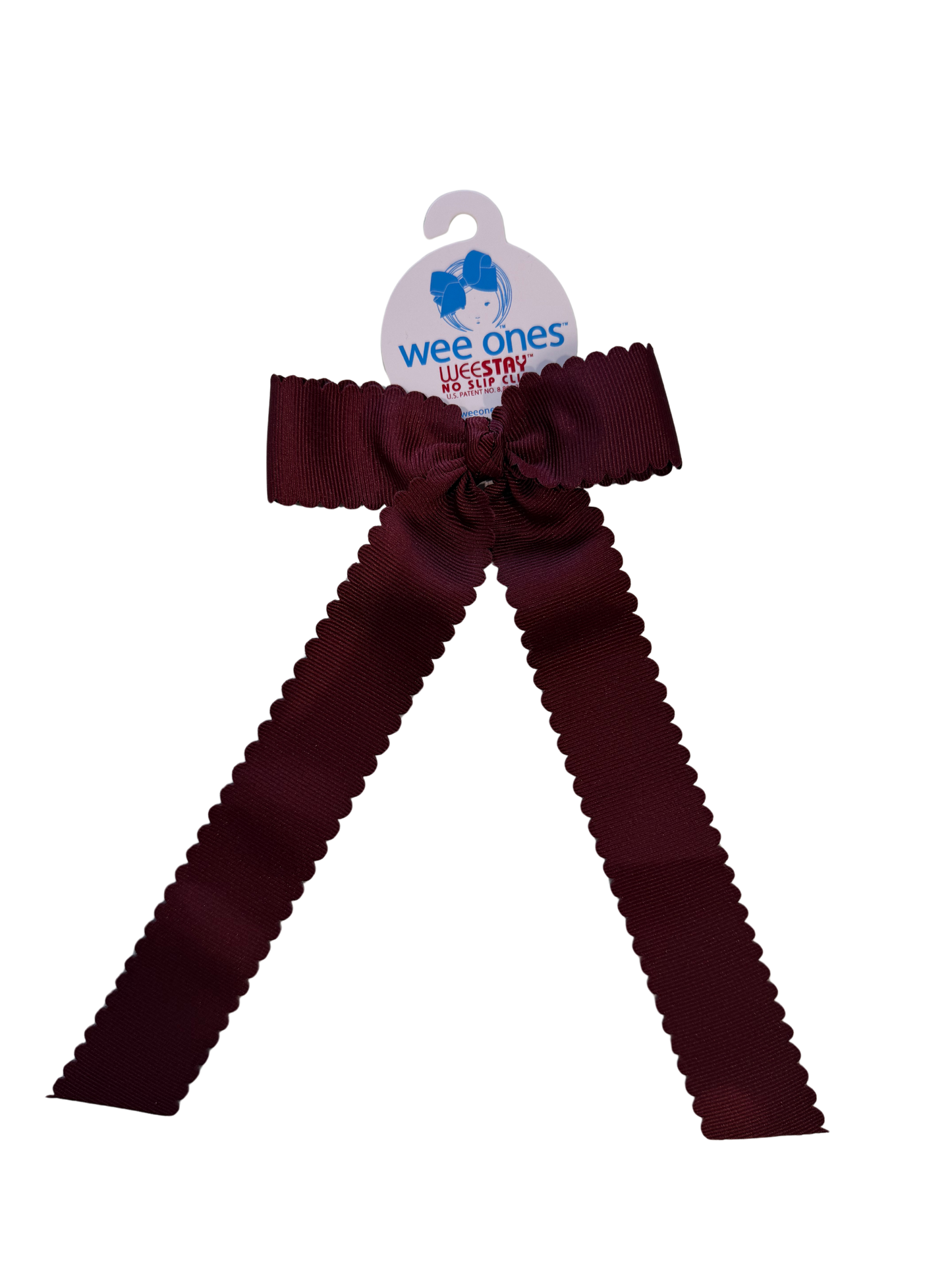 Medium Scalloped Edge With Tails Bow | Burgundy