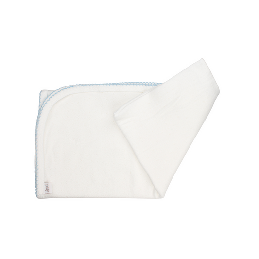 Pointelle Knit Swaddle Blanket | White/Blue