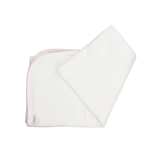 Pointelle Knit Swaddle Blanket | White/Pink