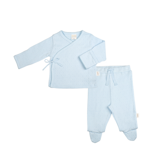 Pointelle Kimono Set | Blue