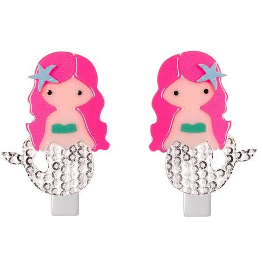 Neon Pink Hair Alligator Clips | Mermaid