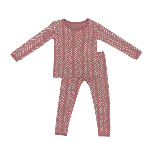 Long Sleeve Pajamas | Dusty Rose Herringbone