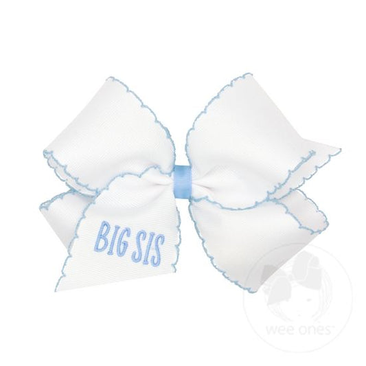 King Grosgrain Hair Bow with Millennium Blue Moonstitch Edge | Big Sis