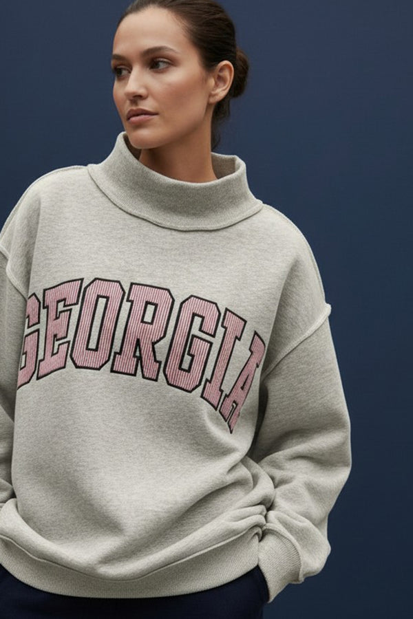 Georgia Embroidered Mock-Neck Sweatshirts