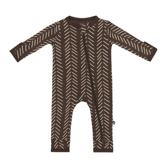 Zippered Romper | Espresso Herringbone
