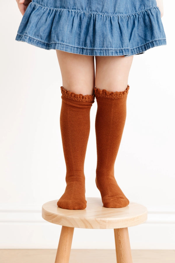 Lace Top Knee High Socks | Sugar Almond