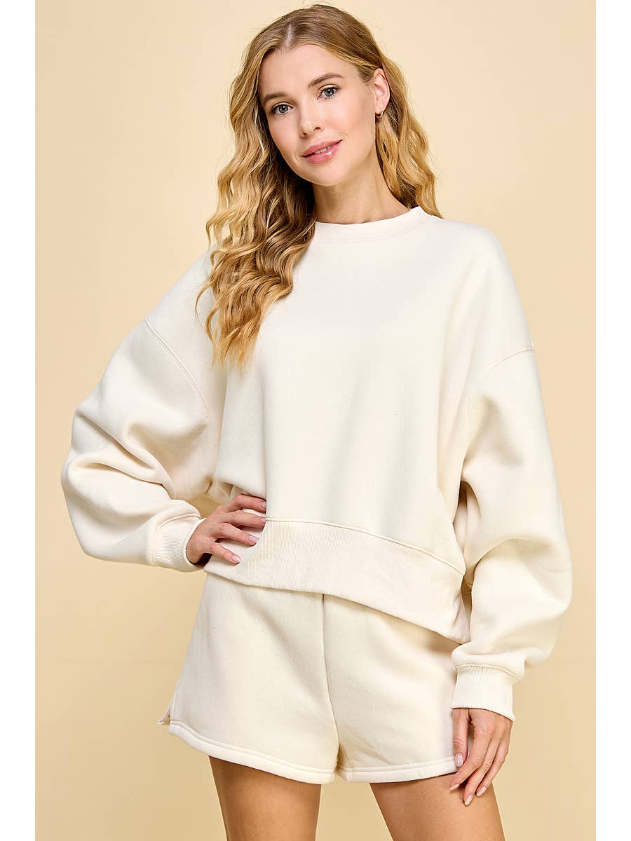 Dropped Shoulder Sweatshirt Set | Ivory