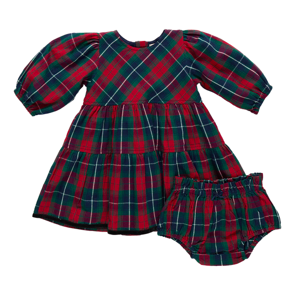Baby Girls Maribelle Dress Set | Red Tartan