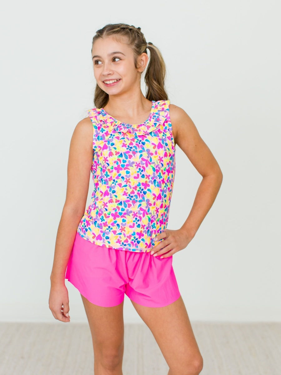 Active Ruffle Tank Top | Vibrant Neon