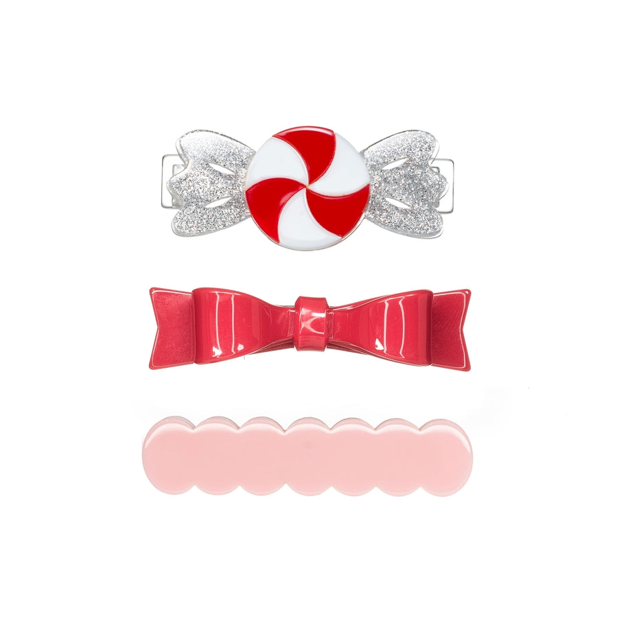 Candy Twist Red White + Bowtie Hair Clips