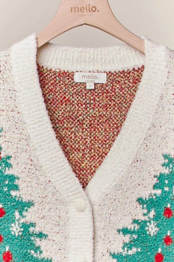 Merry Pine V-Neck Knit Caridgan