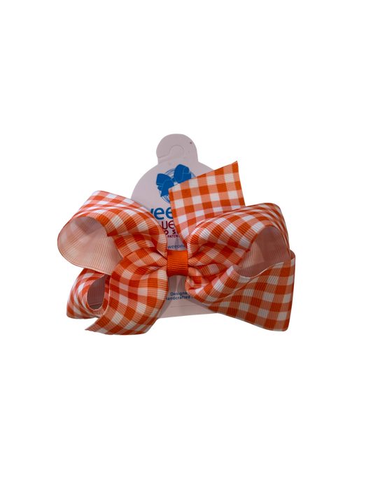 Medium Gingham Orange Bow