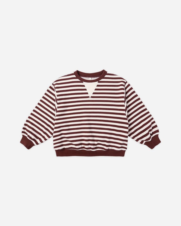 OVERSIZED CREW || BURGUNDY STRIPE