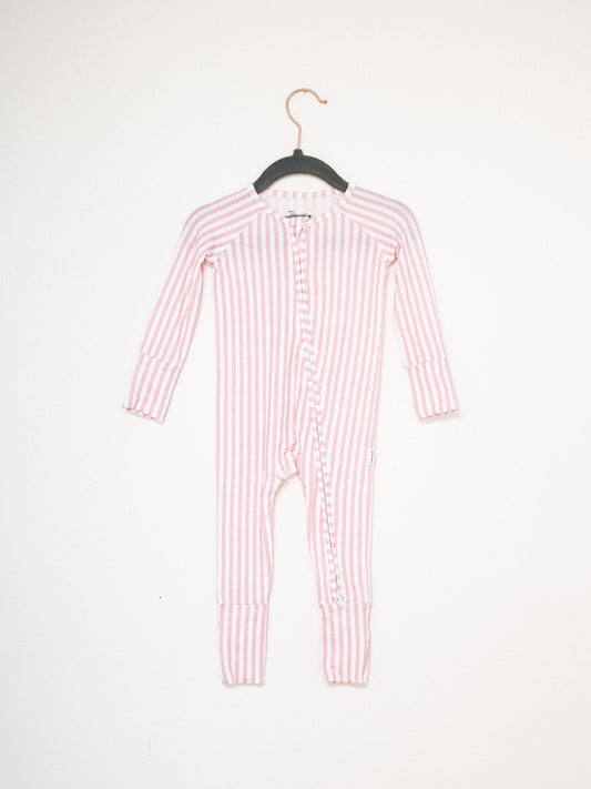 Mini Stripe Sleep Romper | Pink Cabana Stripe