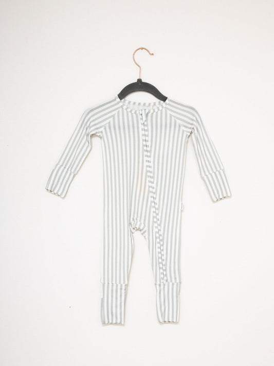 Mini Stripe Sleep Romper | Sage Cabana Stripe