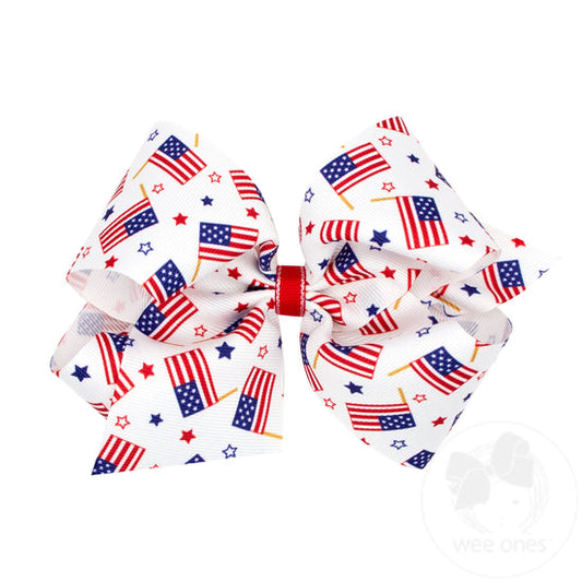 King Grosgrain Hair Bow | Americana Flag