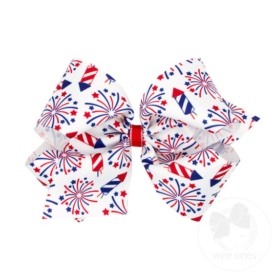 Medium Grosgrain Hair Bow | Americana Firework
