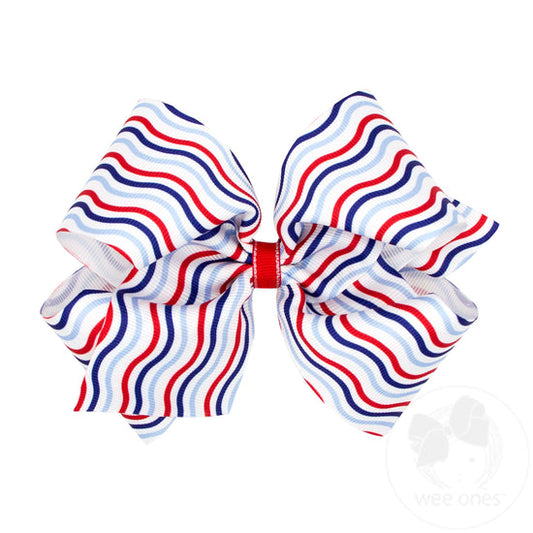 King Grosgrain Hair Bow | Americana Stripe